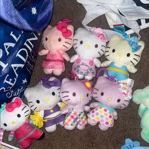 Hello Kitty Plush Toy Set - Pink, White, Yellow, Purple